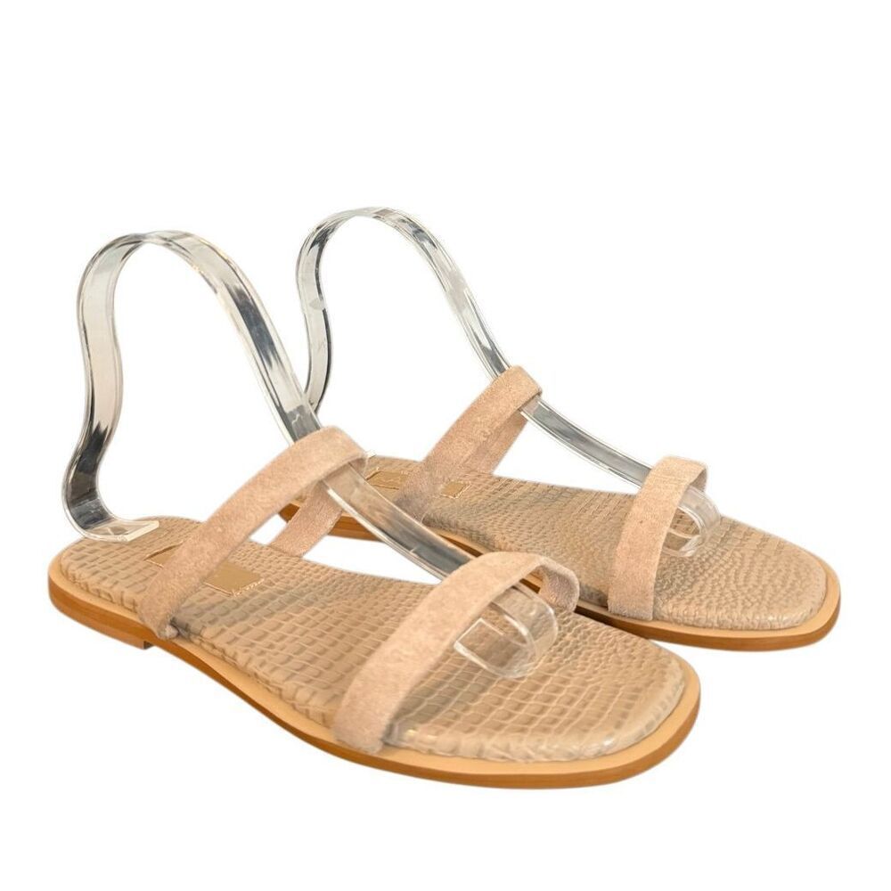 Kaanas Beige Double-Strap Suede Slide Sandals - Picture 2 of 8